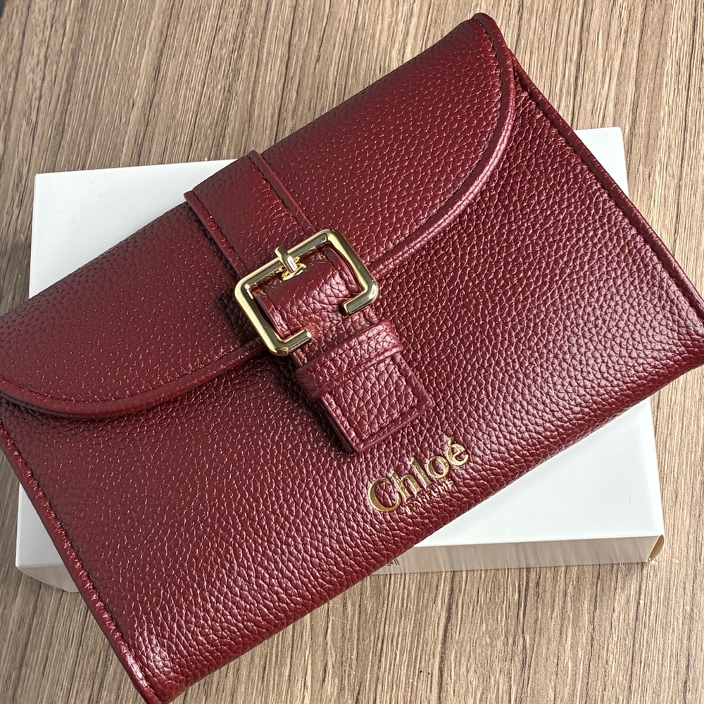 NWT Chloe Burgundy Leather Clutch